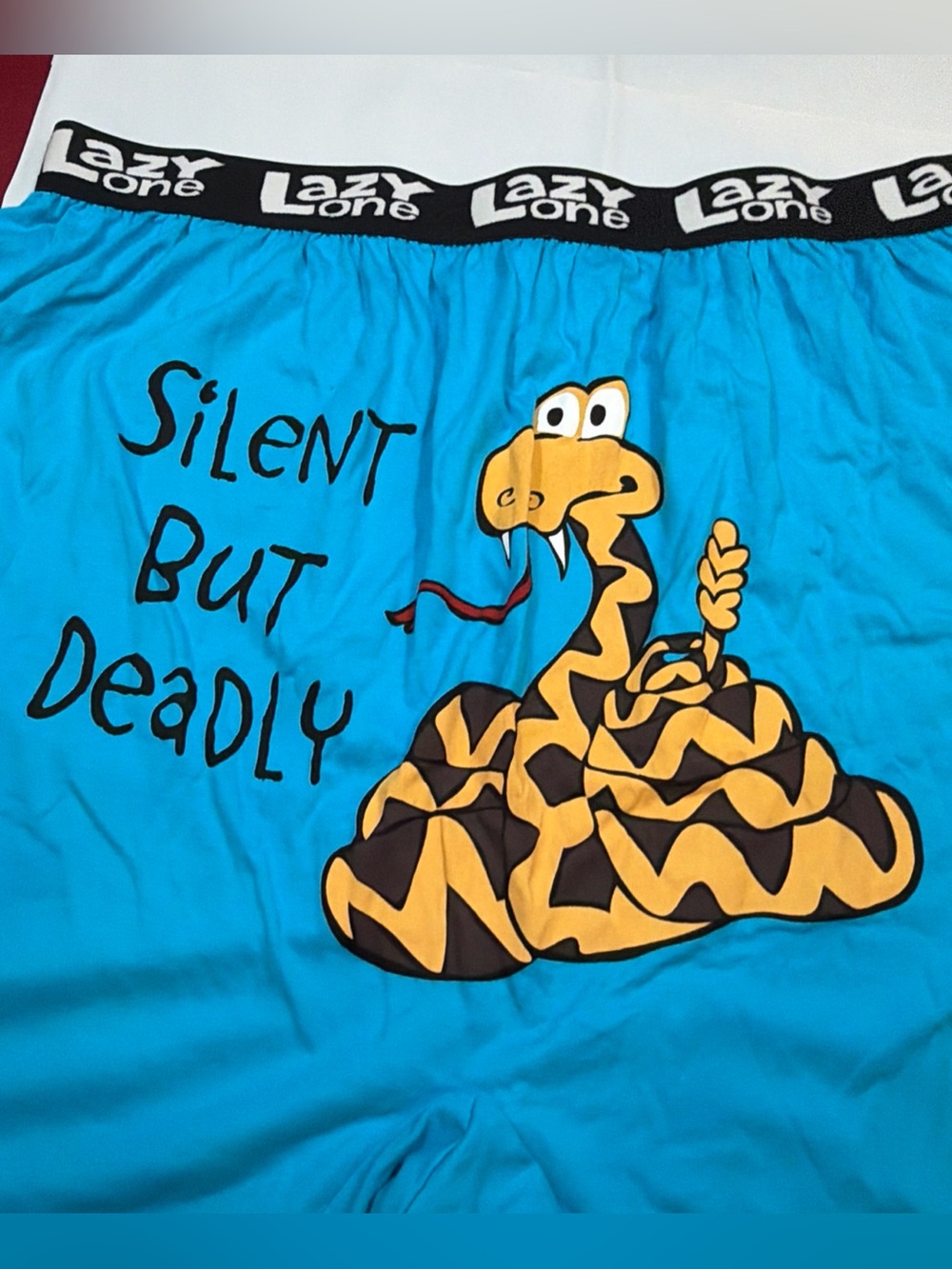Lazy One FUNNY BLUE Boxer shorts PJ lounge shorts Silent but Deadly Snake Men XL